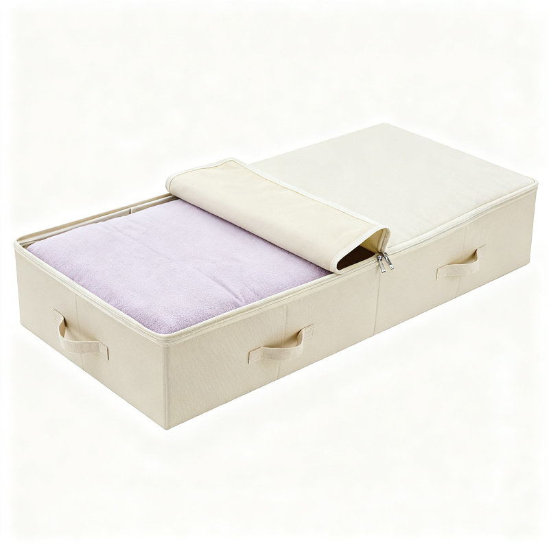 Ultra-Length Foldable & Washable Underbed Storage Organizer  (Beige), Beige