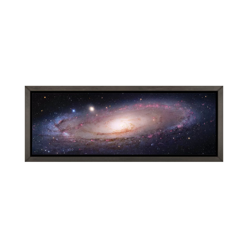 «Andromeda Galaxy VII» - reproduction de photo, H 24 po x l 72 po x P 1,5 po, Cadre en bois rustique foncé, Pas de tapis