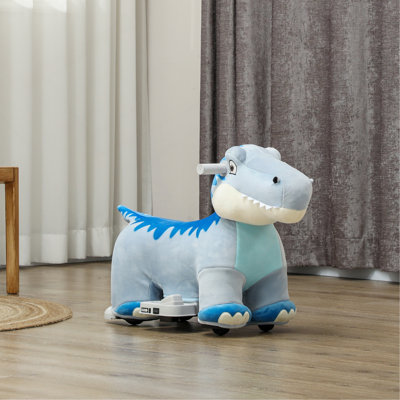 Rouleau électrique sur animal QAB 6V pour enfants, Tyrannosaurus alimenté par batterie, avec musique, roues en polyuréthane, pédale, pour les filles de 18 à 36 mois, bleu