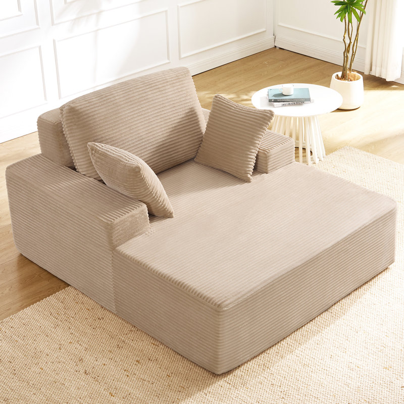 Upholstered Corduroy Sleeper Sofa Bed, Khaki