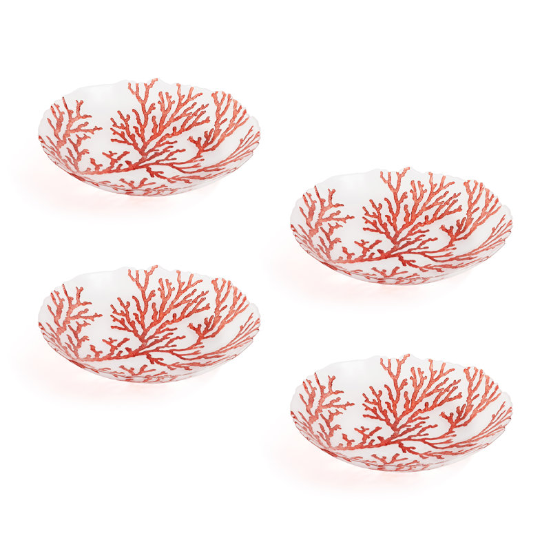 Ensemble de 4 bols en verre Coral Design, Petit - 13 po