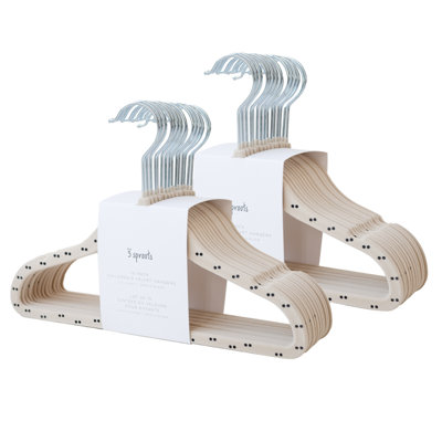 3 Sprouts Baby Velvet, Non-slip Clothes Hangers - Pack Of 30 - Double Dot & Beige
