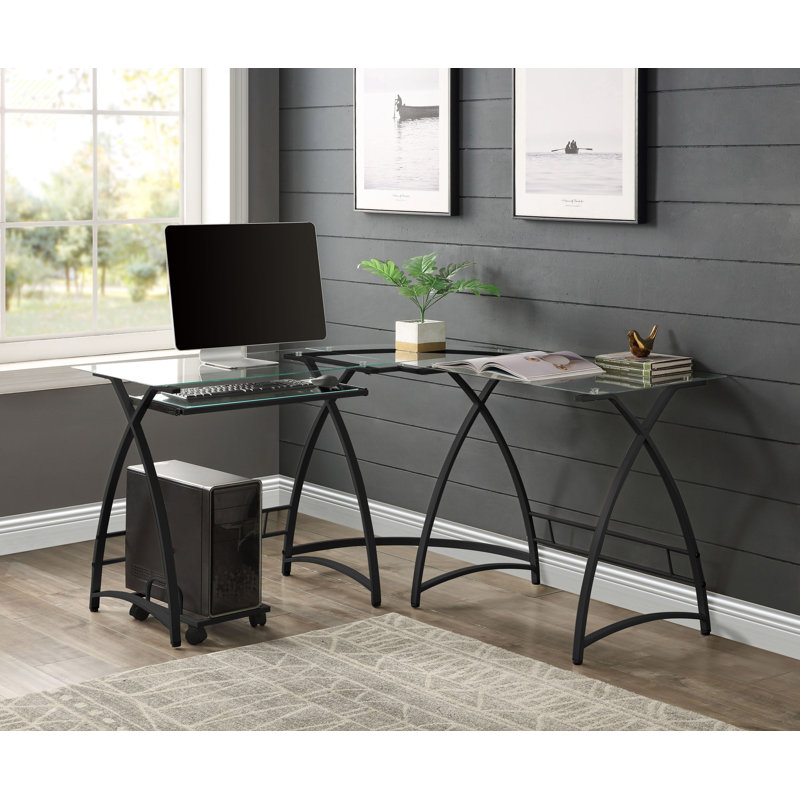 Demeray L-Shape Corner Computer Desk, Black