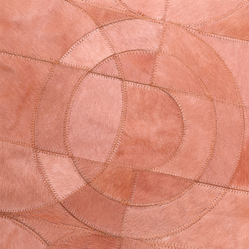 Cowhide Geometric Area Rug in Shrimp, Rectangle 5'8.9'' x 7'10''