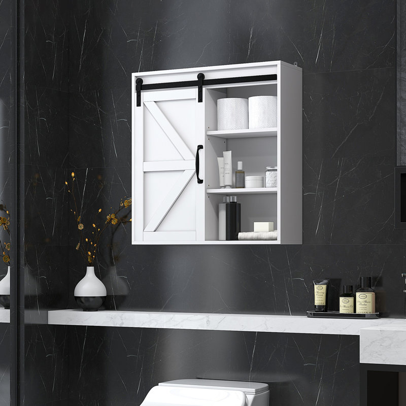 Wall Cabinet with Sliding Door and Adjustable Shelf