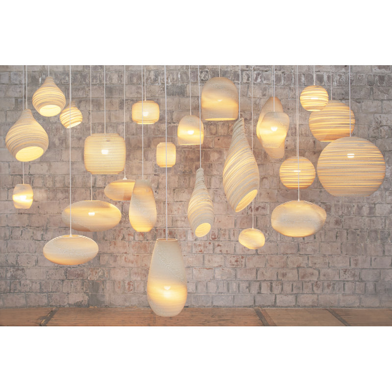 Scraplights Organic Hive Recycled Cardboard Pendant Light, 11" H x 9" W x 9" D, Blonde