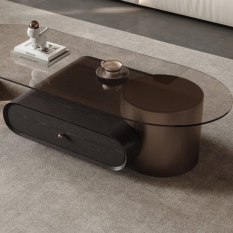 Table basse italienne en verre trempé télescopique