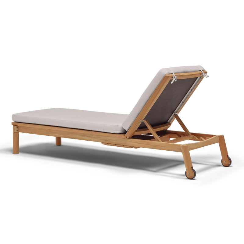 Haven Outdoor Teak Chaise Lounge, Sunbrella Ashe
