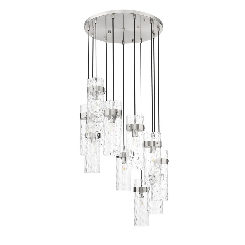 Lustre 11 lumières Lansford, Nickel brossé