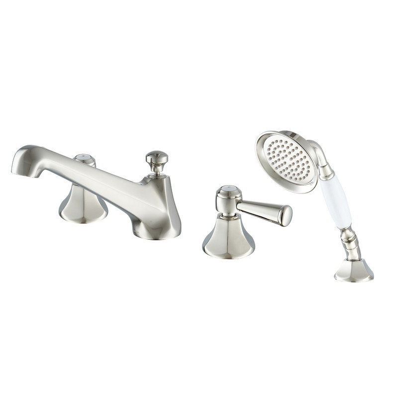 Garniture de robinet de baignoire à fixation sur plateau à deux poignées avec douche à main CASAINC