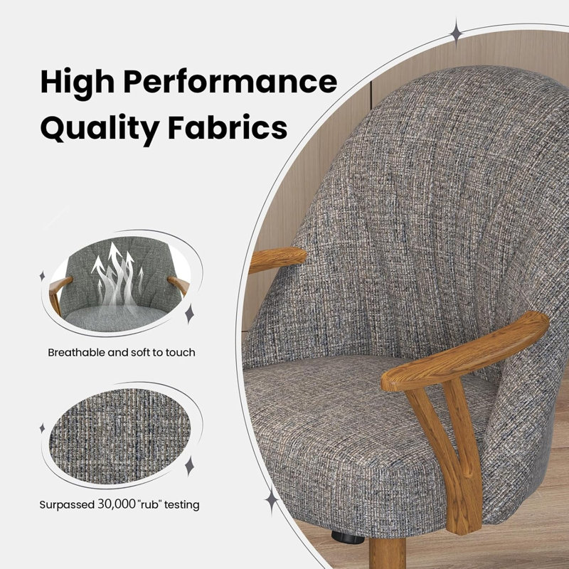 Swivel-Tilt Caster Casual Dining Chair in Fonzo Marble with Walnut, Medium Wood