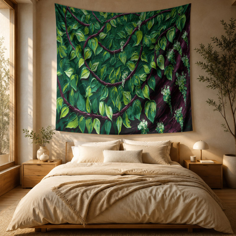 Tapisserie murale légumes et épinards Malabar, 88 po x 104 po