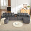 Canapé en U 137,5 po, charge USB et sans fil, table basse avec porte-gobelet, canapé mobile surdimensionné, repose-pieds mobile, 6 sièges, velours côtelé-18418544-18418547