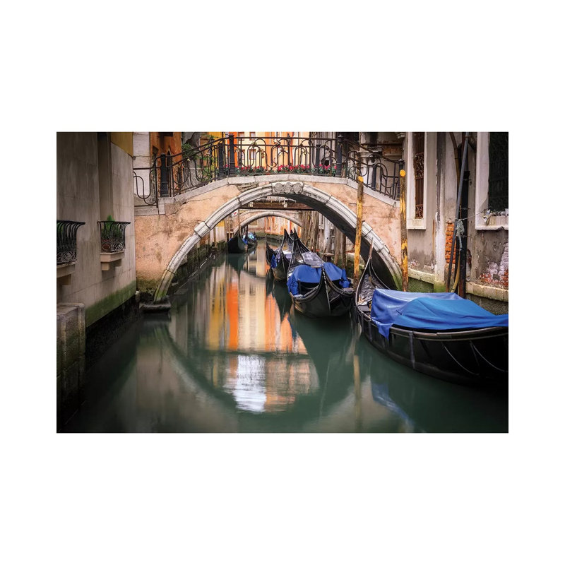 Europe, Italy, Venice. Canal With Gondolas And Bridges. by Jaynes Gallery - Wrapped Canvas Print