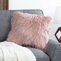 Decorative Pillows - Fluffy White Star & Pink Furry Plush - Girls