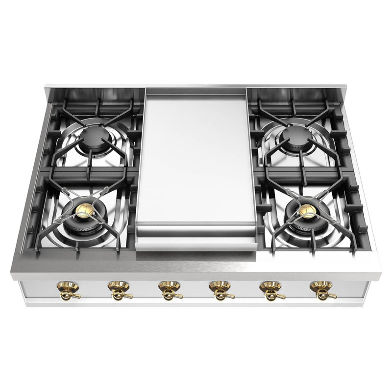 ILVE Nostalgie II 36 inch Built-In Gas Rangetop with Griddle, in Stainless Steel, Natural Gas