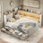 Daybed With Bookcase Headboard, Rgb Led Lights And Drawers Storage,f W-2142662347-2142662346