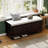 Classic Shoe Bench With Cushion And Three Drawers, Fluted Entryway Storage For Living Room, Hallways, And Entryway-1536305201