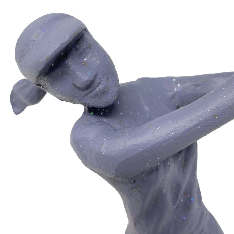 GOLFER LADY Iron Figurine 29cm, Grey Shimmer