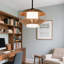 Luminaire suspendu en rotin 2 en 1 tissé à la main, lustre tambour organique moderne, fixation semi-encastrée convertible pour décorations bord de mer, boho et scandi