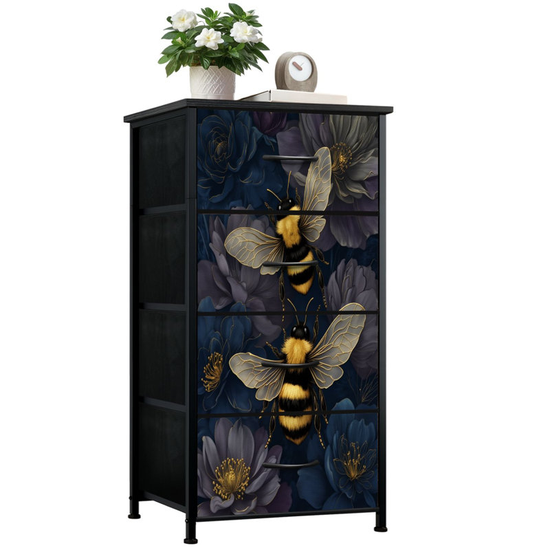 Commode pour la chambre à coucher avec 4 tiroirs de rangement Bumblebees