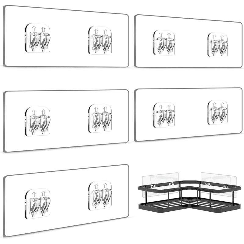 Paquet de 5 bandes de remplacement adhésives transparentes, crochets sans perçage pour porte-savon et paniers de rangement