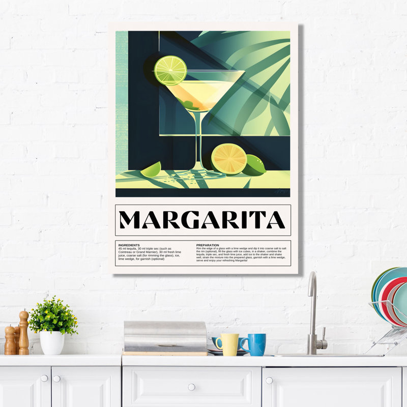 «Cocktail with Lime Slice For A Night Out II», art mural cocktails, Toile tendue, H 32 po x l 16 po