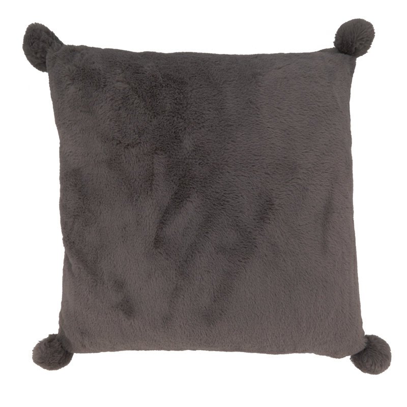 Faux Rabbit Fur Collection Reversible Throw Pillow, Gray