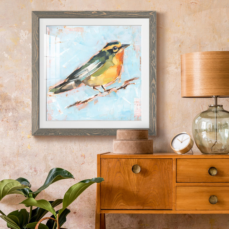 «Bird Variety IV», ensemble de 1 reproductions carrées sur toile, Encadré gris, H 27,5 po x l 27,5 po x P 1,5 po