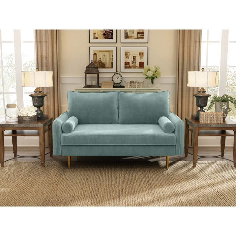Johnnathon 58" Velvet Round Arm Sofa Loveseat, Light Gray