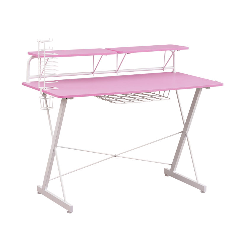 Bureau d'ordinateur avec tablette en carbone Techni Sport TS-200, rose