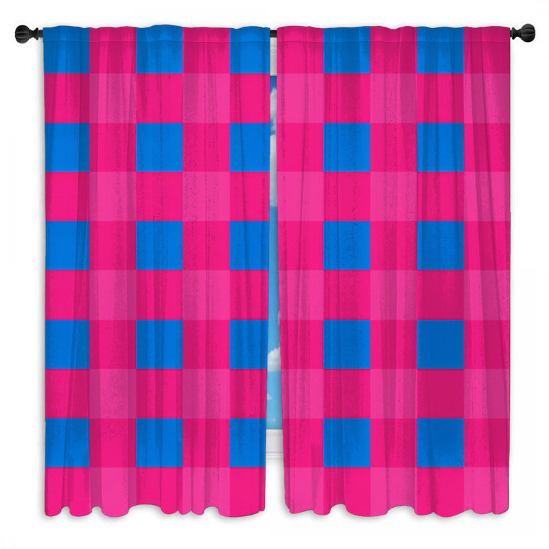 Rideaux de fenêtre à carreaux roses et carreaux obscurcissant - 2 panneaux, 112in x 76in - 2 panels, Sheer