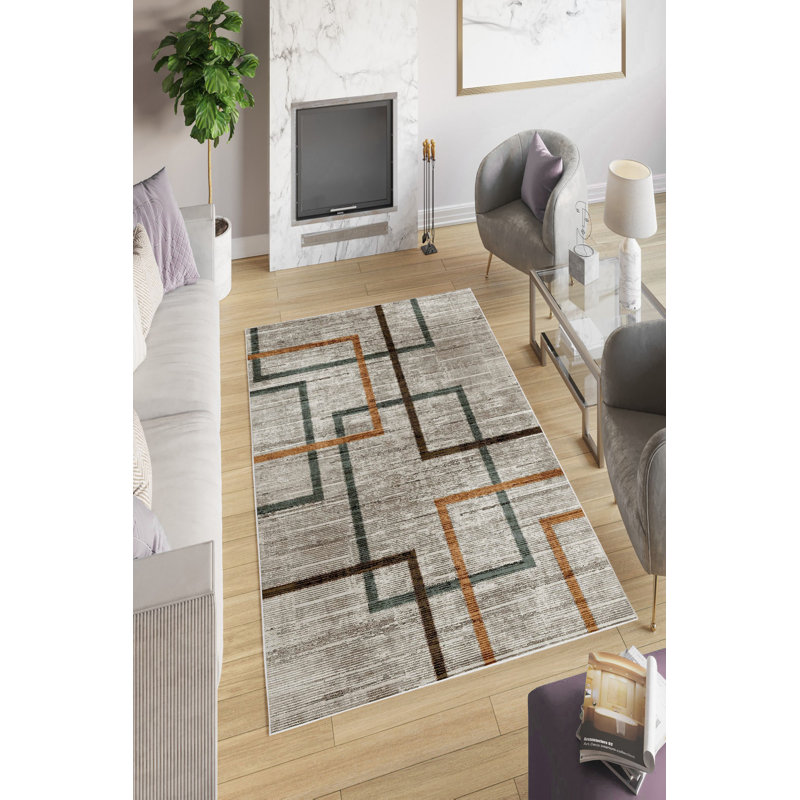Eco-Friendly Area Rug, Grey, 5.9 x 9.2 Feet | 100% Polyester, 650 g/m², 0.2 in Pile Height | Antibacterial, Non-Slip PVC Dot Underside, Machine Washable, Perfect for Living Room & Bedroom Décor