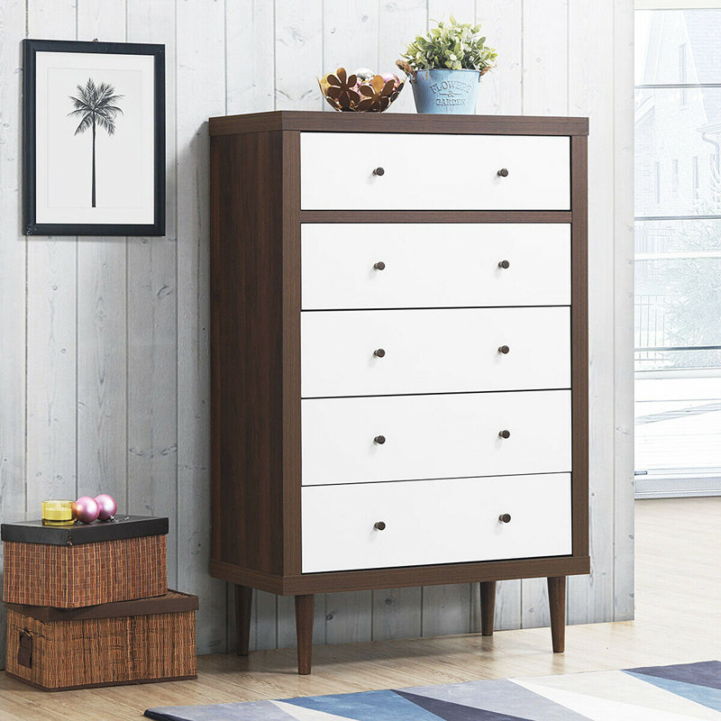 Nikita Accent Chest, 48.9"H x 31"W x 16"D, White/Walnut