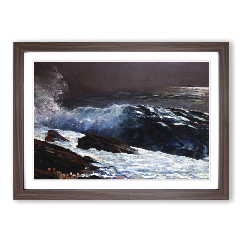 Sunlight on the Coast by Winslow Homer - Picture Frame Painting, Walnut Framed, 48cm H x 65cm W x 2cm D