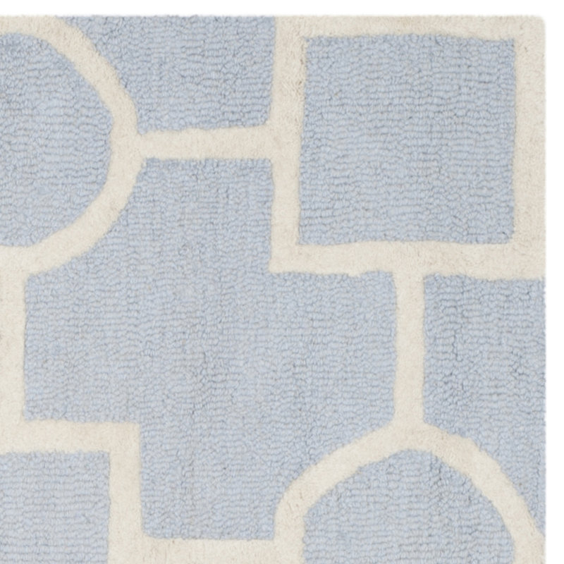 Deedgra Hand Tufted Wool Geometric Rug, Square 8'