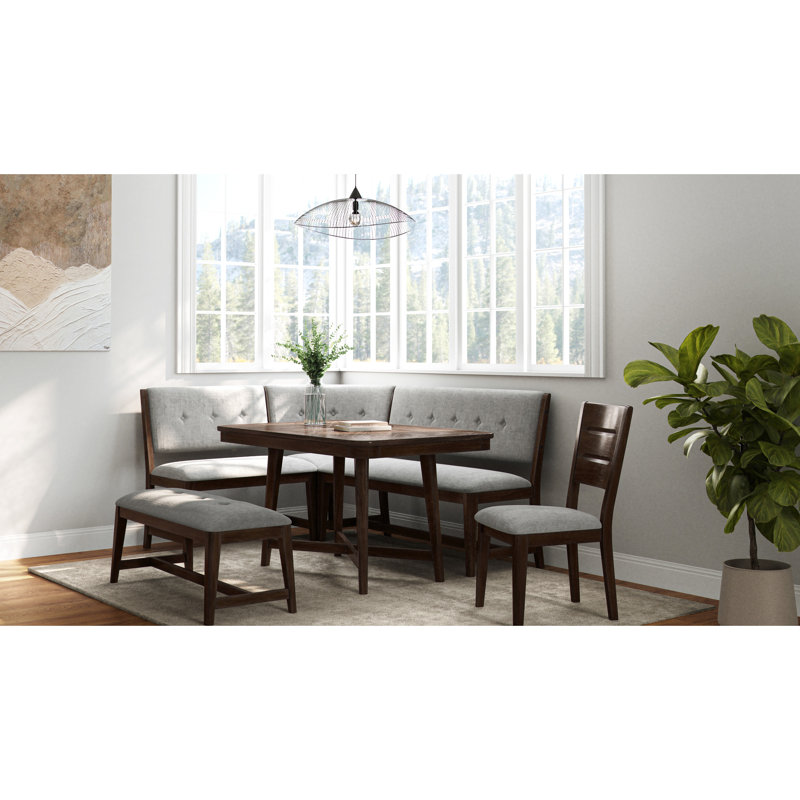 Table de style cerisier moderne 54 po x 34 po Mid-Century, bois massif +, incontournable de la salle à manger