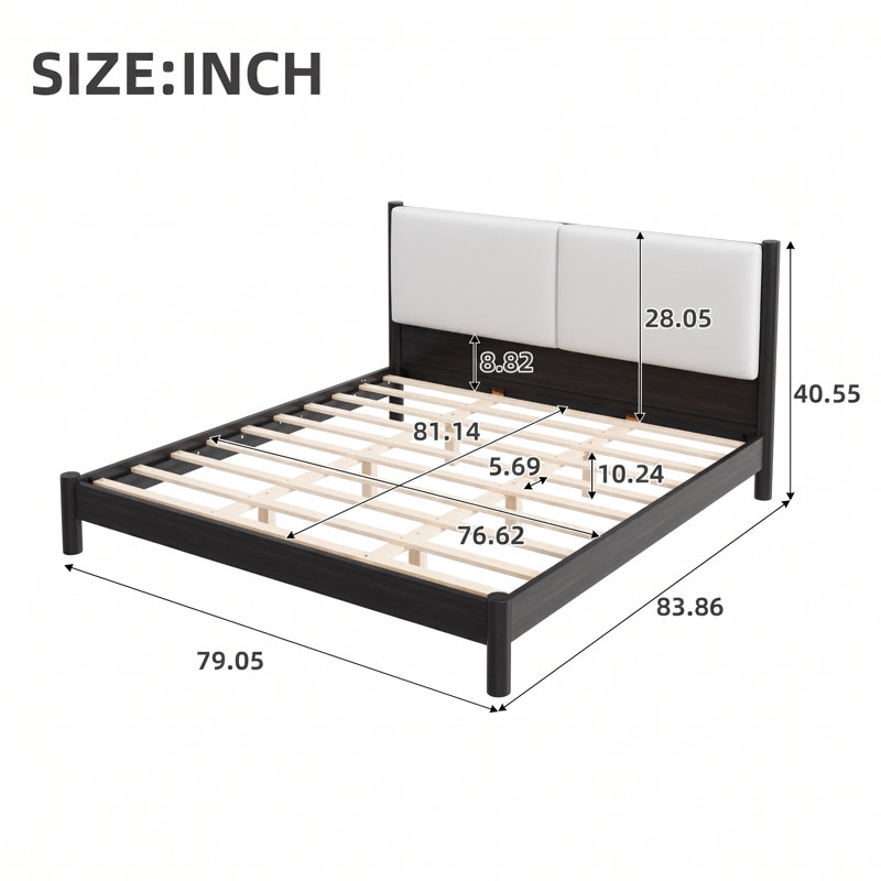 Lit plateforme Vellum, Black, Queen
