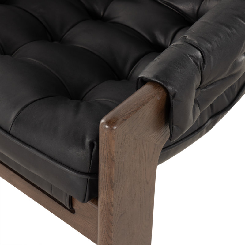 Kensington Armchair, Heirloom Black Genuine Leather, Terra Brown Ash