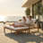 Adjustable Outdoor Double Lounge Chair With Cushions - Solid Wood Patio Chaise For Poolside, Garden, Or Balcony-1259747882