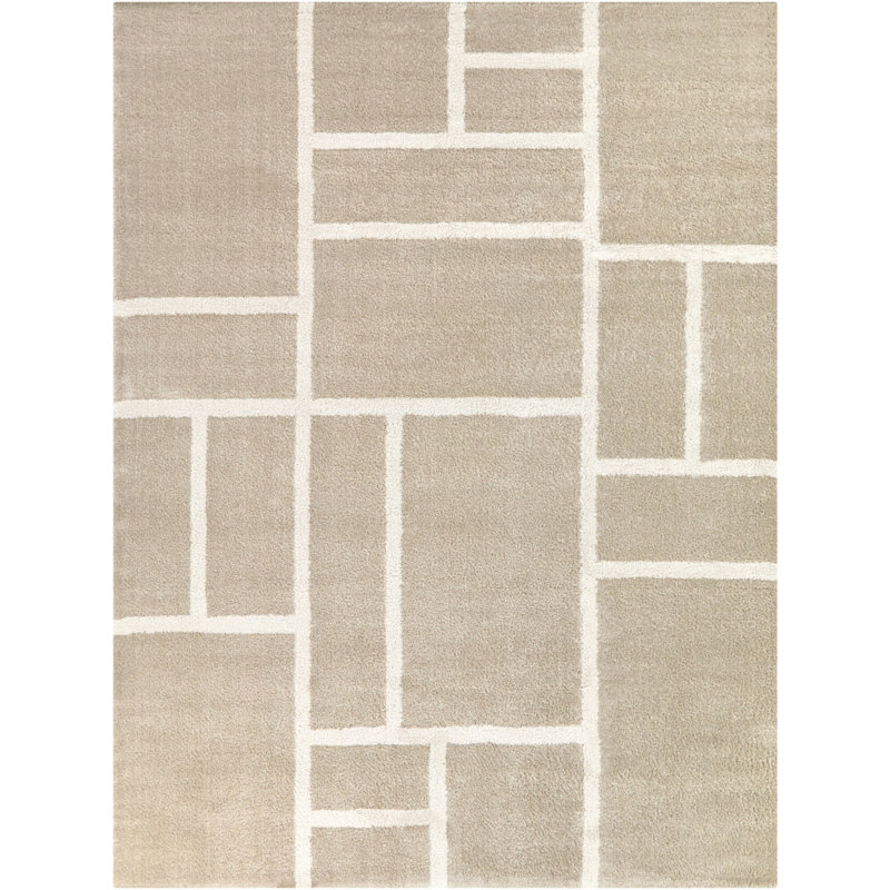 Yetter Beige Modern Geometric Area Rug, Rectangle 7'10" x 10'