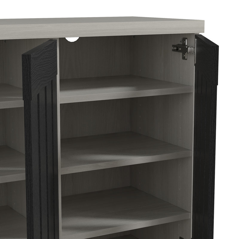 Armoire de rangement pour chaussures 16 paires Baron, Chêne gris chaud / chêne noir