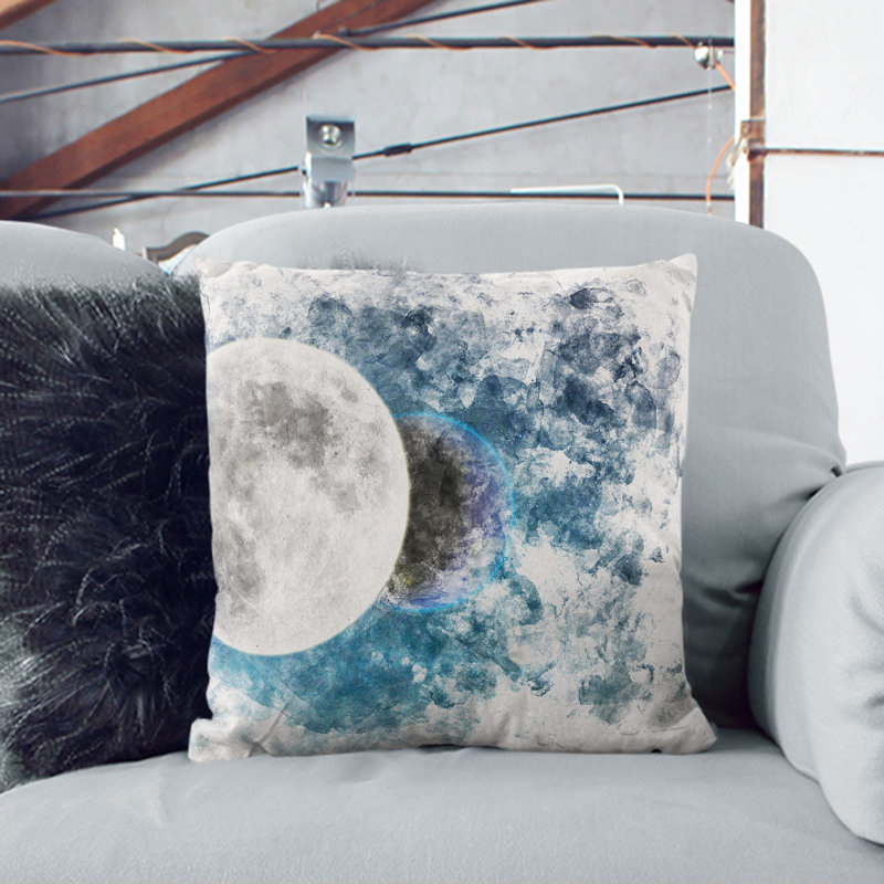 Earth Behind the Moon Cushion with Filling, White, 55cm H x 55cm W x 20cm D