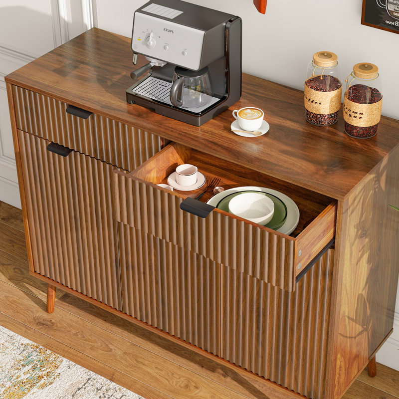 Rhythm Sideboard and Buffets Cabinet, Modern Buffet Table, Kitchen Sideboard Cabinet, Dining Storage Credenza, 43.3 x 15.8 x 34.7 in