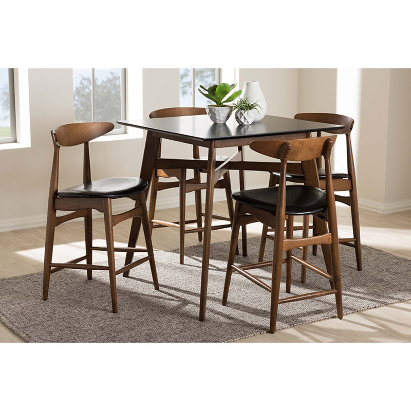 Chanlee 4 - Person Walnut Solid Wood Top Four Leg Base Dining Set