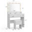 Bureau de coiffeuse à maquillage avec station de charge miroir éclairée et fauteuil de rangement-311108691