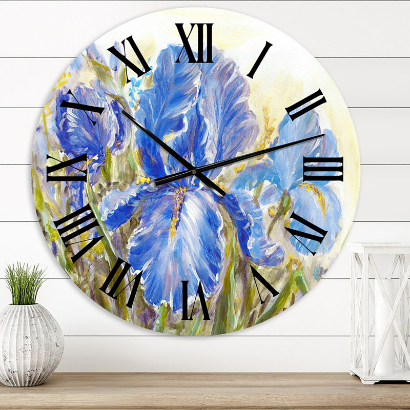 Iris Blossoming Flowers - Horloge murale traditionnelle, Petit
