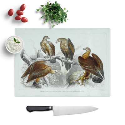 Tempered Glass Collection of Eagle Birds Chopping Board