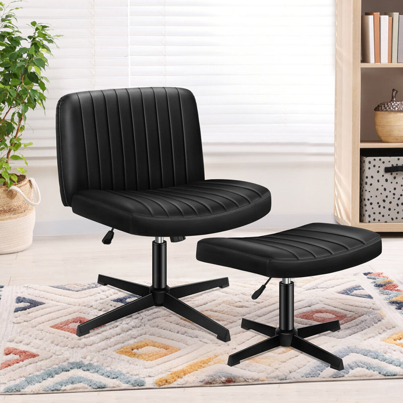 Criss Cross Chair, Faux Leather, Black