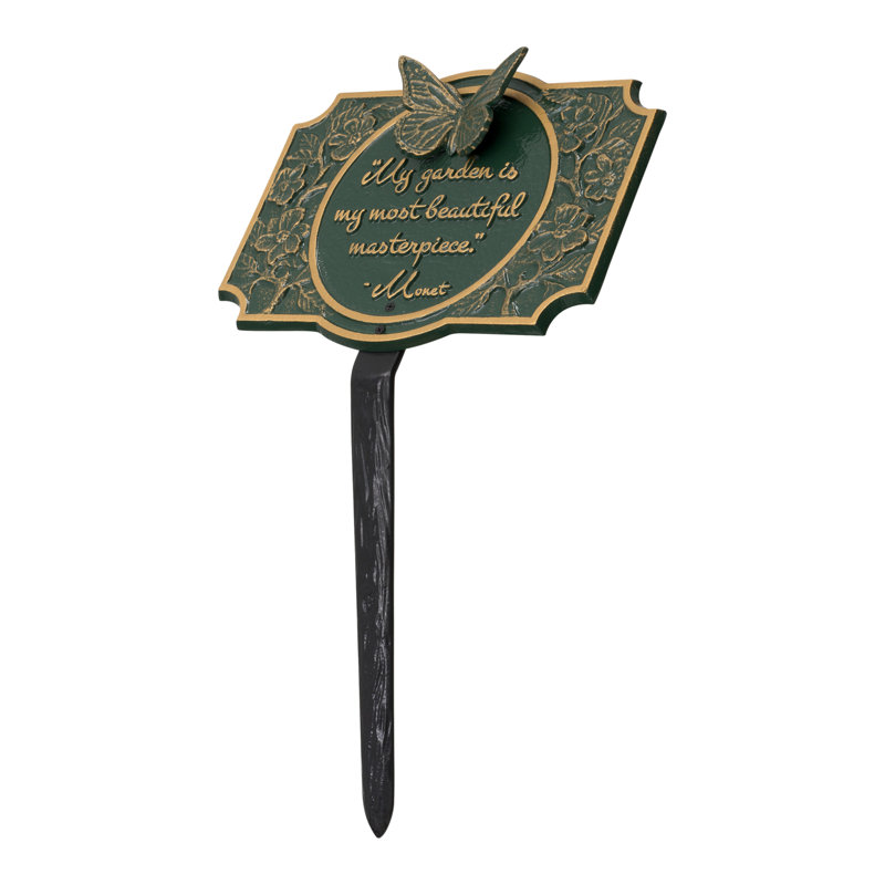 Monet Garden Butterfly Lawn Plaque, Green/Gold, 34